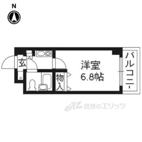 DETOM-1一条通508(1K/5階)の間取り写真