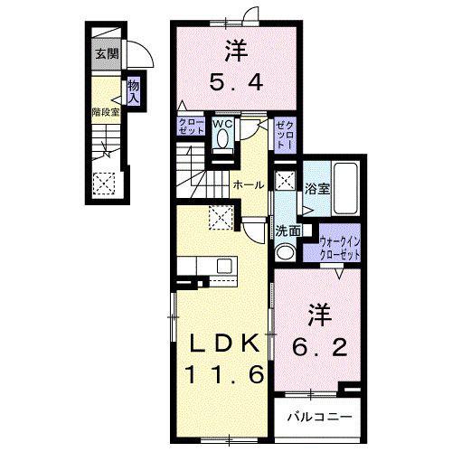 ソレアード コート(2LDK/2階)の間取り写真