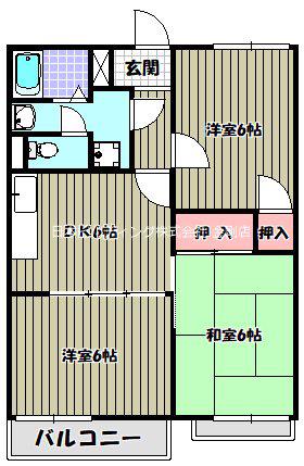 サンハイツ西井II(3DK/2階)の間取り写真