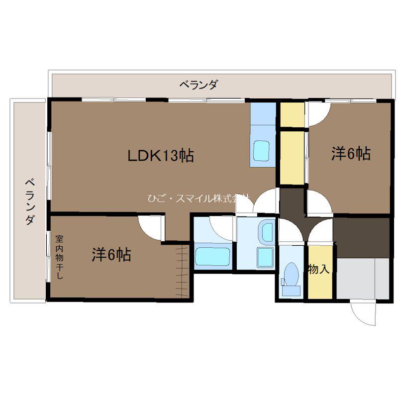 エスポワール園田(2LDK/3階)の間取り写真