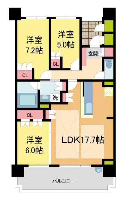 ザ・ライオンズ池田C棟(3LDK/2階)の間取り写真