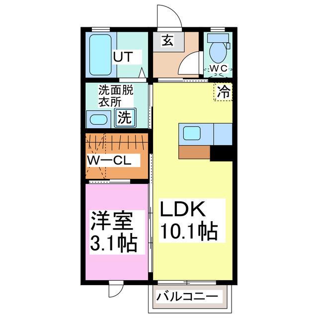 ビューカルチェ(1LDK/2階)の間取り写真