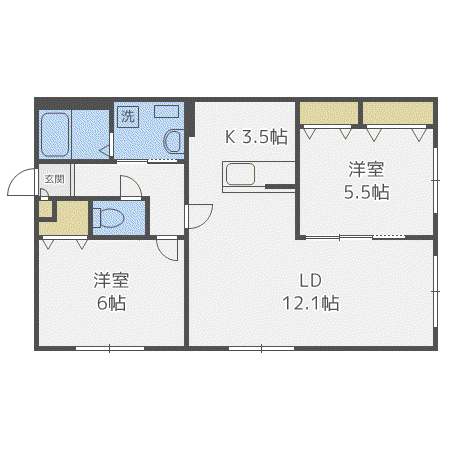 ラ・ルーチェ35(2LDK/2階)の間取り写真
