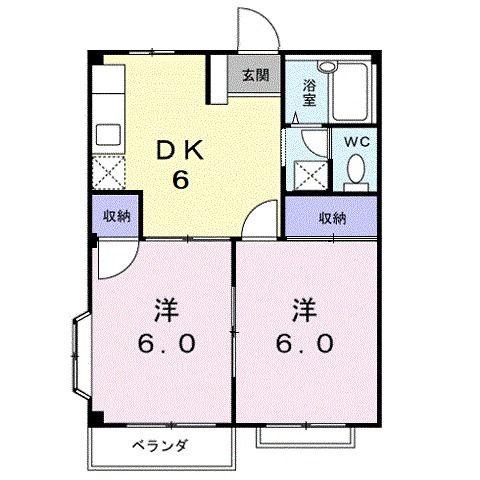 エルディムYOU(2DK/2階)の間取り写真