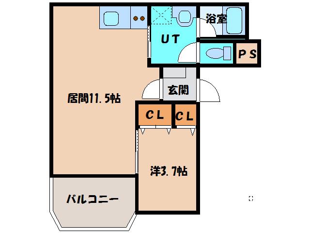 ラフィネII(1LDK/1階)の間取り写真