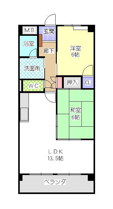 サウスヒルズ大清水(2LDK/1階)の間取り写真