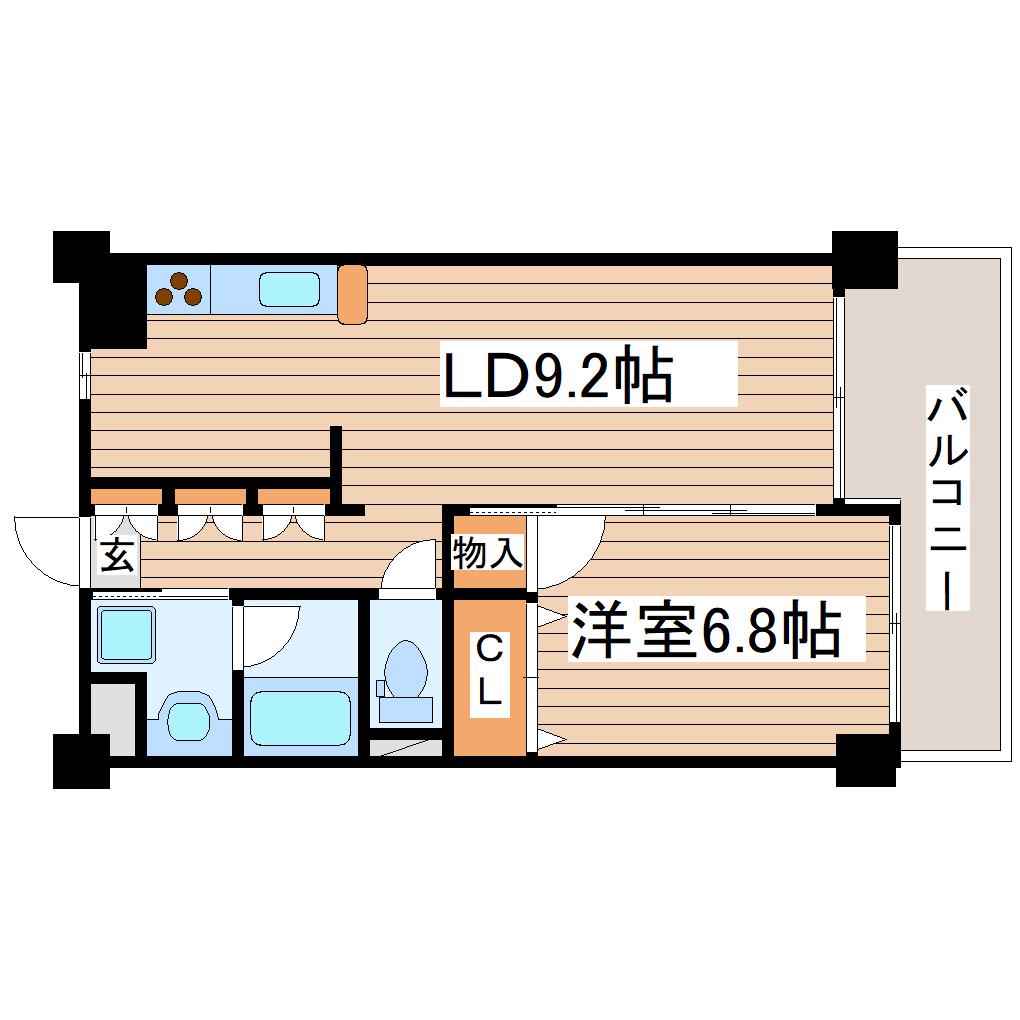 ガーデンハイツAIHARAIII(1LDK/2階)の間取り写真