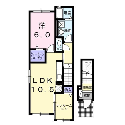 ブルーシャトー(1LDK/2階)の間取り写真