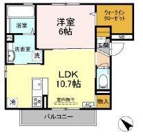ジュメオス(1LDK/2階)の間取り写真