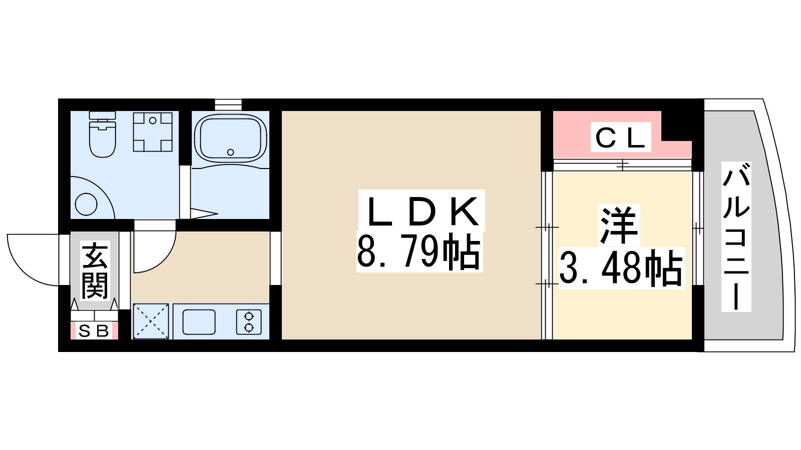 アーバンフラッツ江坂(1LDK/8階)の間取り写真