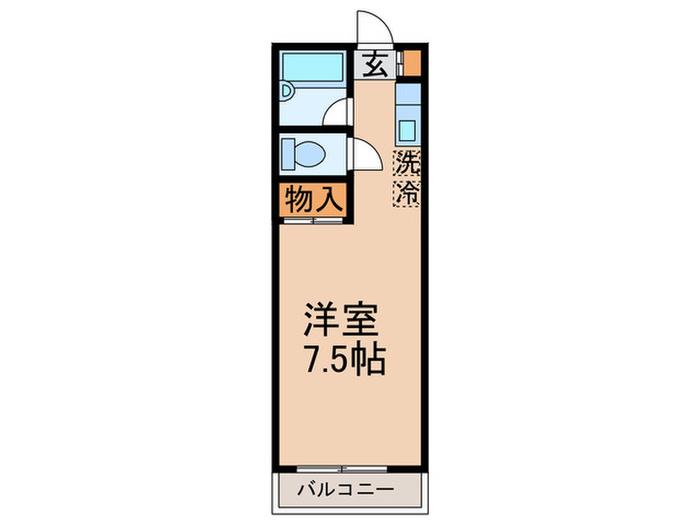 コートK B棟(ワンルーム/1階)の間取り写真