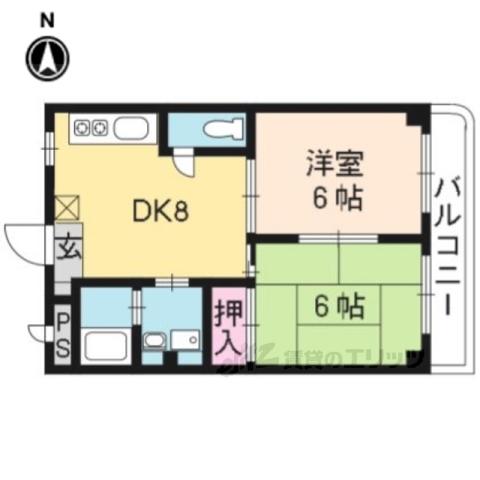 アーバンハイツ高辻(2DK/2階)の間取り写真