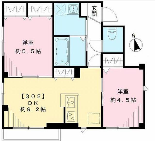 フジハウス(2DK/3階)の間取り写真