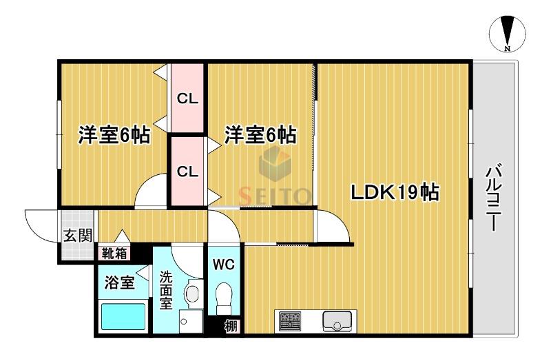 メゾンN緑丘(2LDK/3階)の間取り写真
