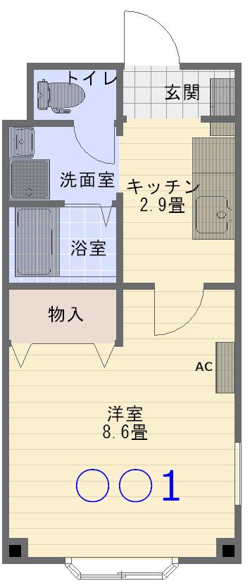 クレールヴァンテアン(1K/2階)の間取り写真