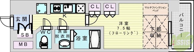 コンフォリア・リヴ新大阪Q(1K/10階)の間取り写真