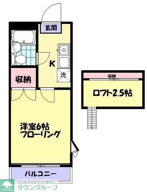 ガーデンヒルズ新倉C(1K/1階)の間取り写真