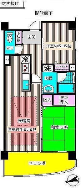 グッドヒル北浦和3(2LDK/4階)の間取り写真