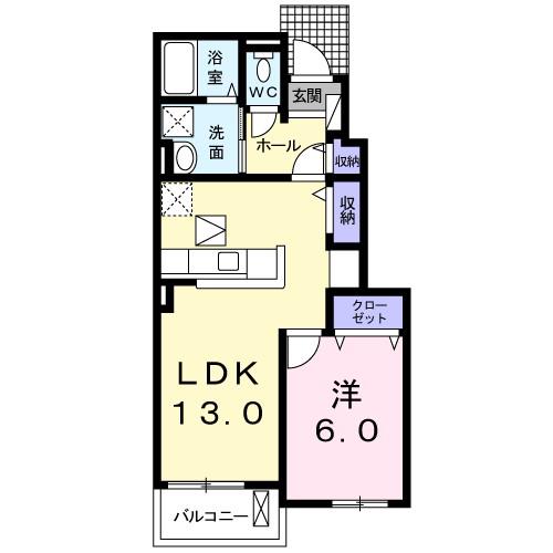 グレイスE(1LDK/1階)の間取り写真