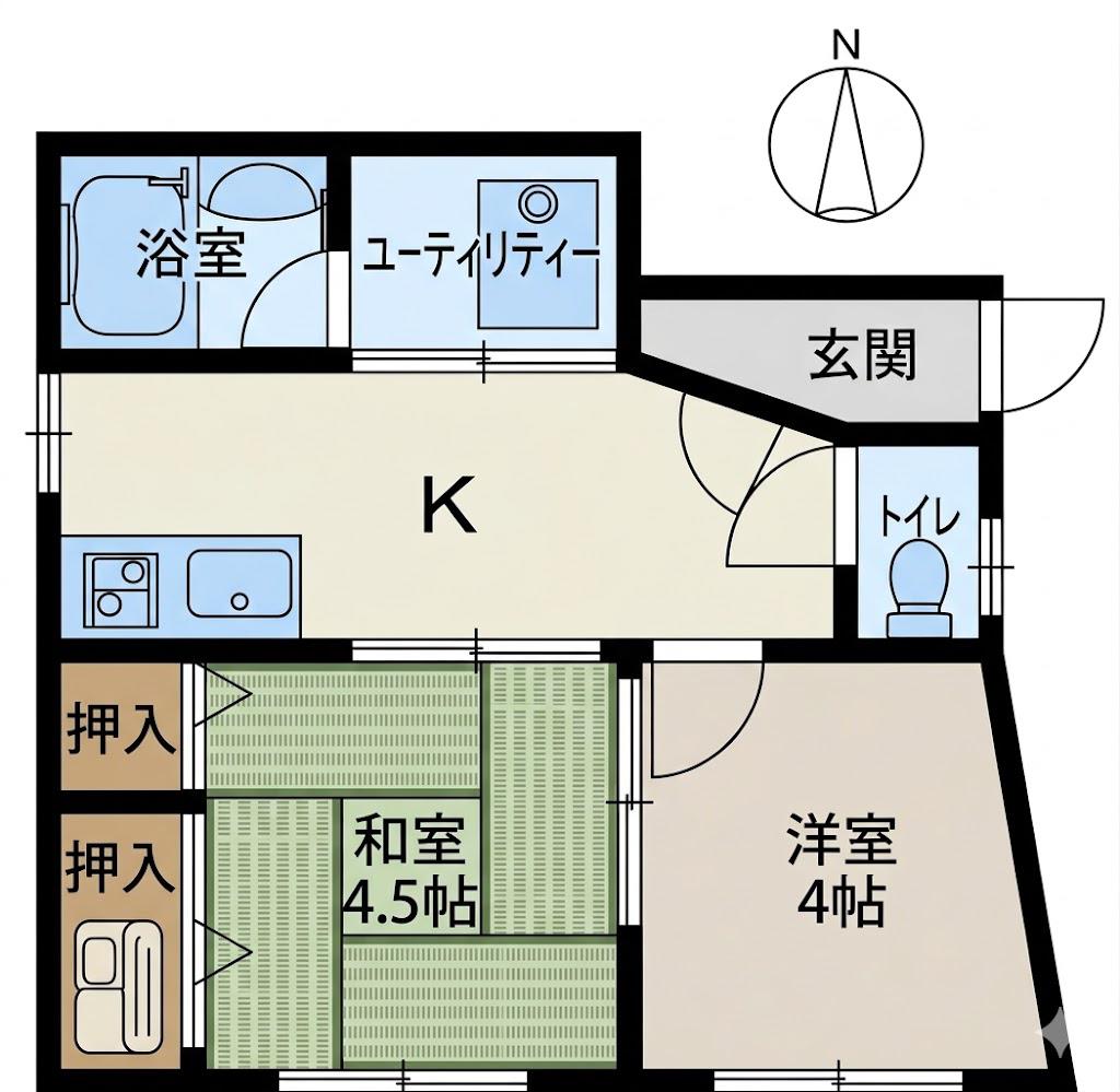 勝ハイツ(2DK/2階)の間取り写真