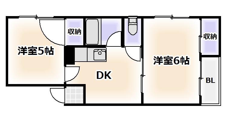 パークサイドマンション(2DK/4階)の間取り写真