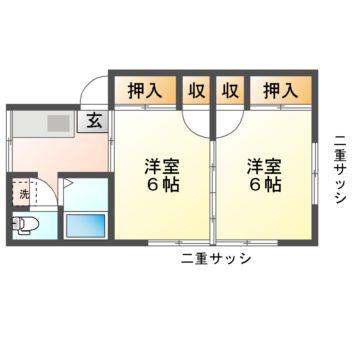 コーポアルカディア(2K/1階)の間取り写真