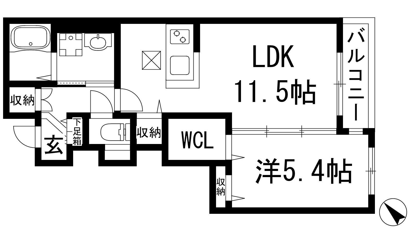 フォレスト宝塚1(1LDK/1階)の間取り写真