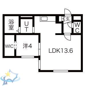POEM南8条(1LDK/2階)の間取り写真