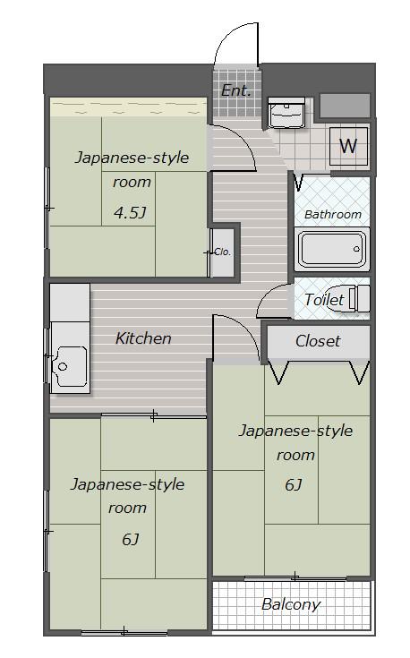 原島マンション(3DK/3階)の間取り写真
