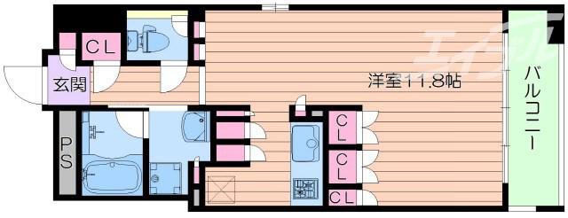 ガリレイ新町(ワンルーム/10階)の間取り写真