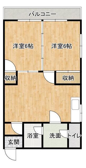 アレックス七福ビル(2LDK/3階)の間取り写真