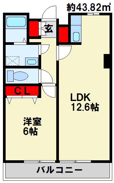 トレゾール野面(1LDK/2階)の間取り写真
