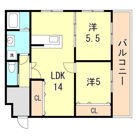 清保アイレックスコート(2LDK/2階)の間取り写真