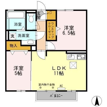 ミントA棟(2LDK/2階)の間取り写真