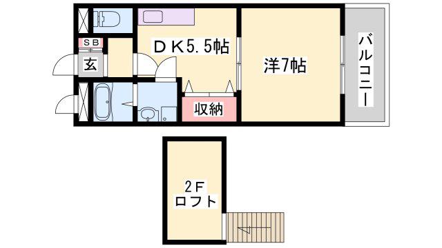 シプレーヌ(1DK/1階)の間取り写真