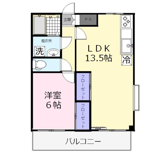 ロイヤルパレスふじみ野(1LDK/2階)の間取り写真