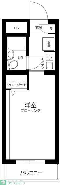 パークウェル武蔵小杉(ワンルーム/2階)の間取り写真