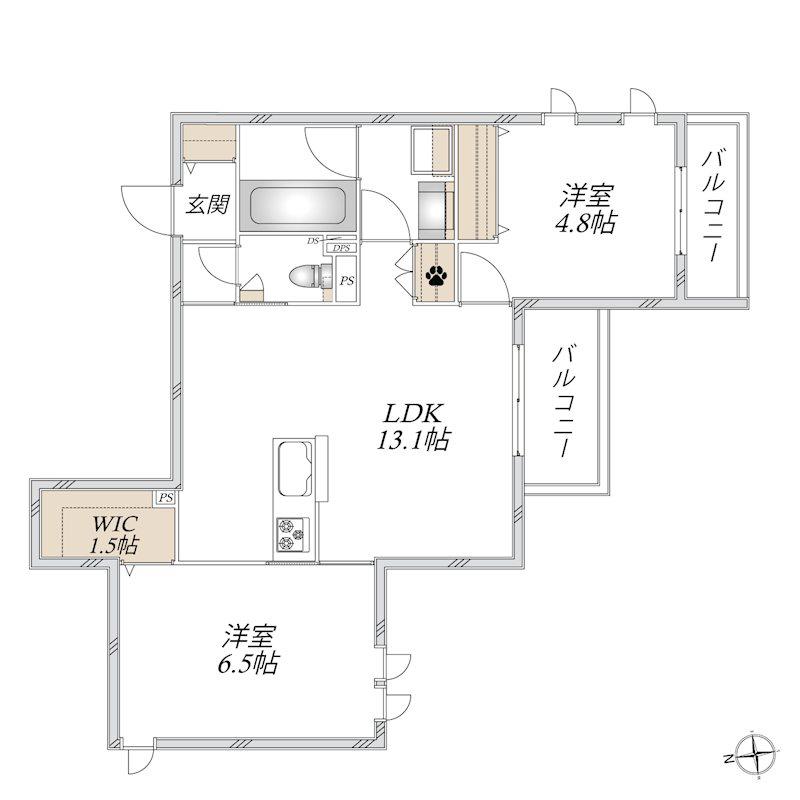 上高田4丁目メゾン(2LDK/1階)の間取り写真