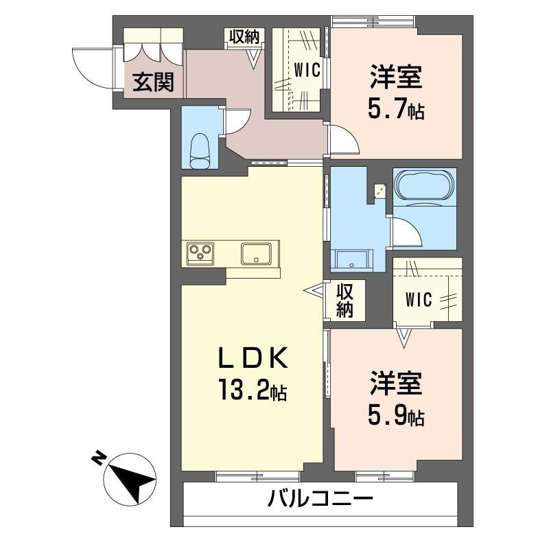 SHM ミア・カーサ スール(2LDK/2階)の間取り写真