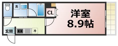 レクラン深江南(1K/8階)の間取り写真