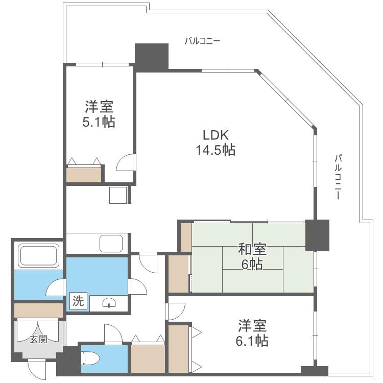 ライオンズマンション札幌スカイタワー(3LDK/4階)の間取り写真