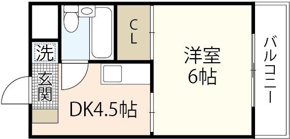 第2山中ビル(1DK/3階)の間取り写真