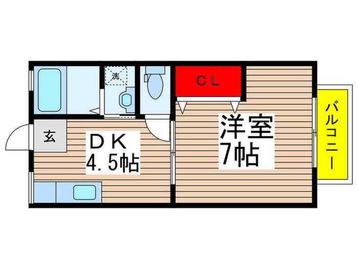フレンドリーハウスA(1DK/2階)の間取り写真