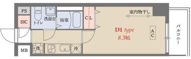 DELCCS梅屋敷(1K/3階)の間取り写真
