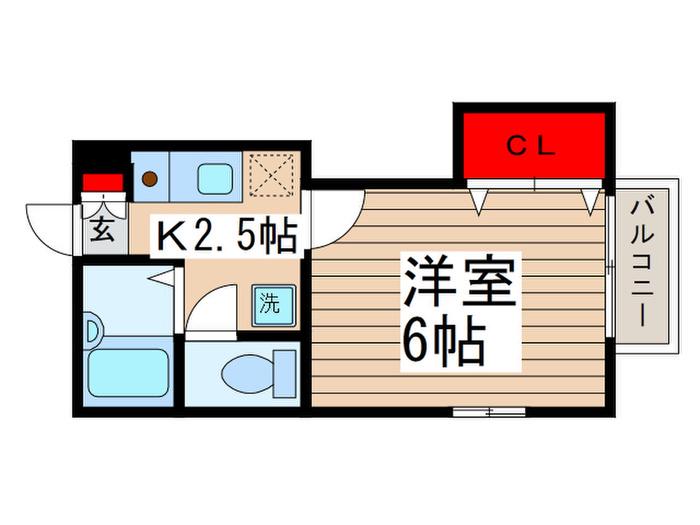 スカイハイム(1K/1階)の間取り写真