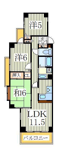 INSURANCE BLDG.12(3LDK/2階)の間取り写真