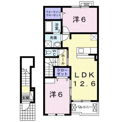 カーサ・プラシードII 202(2LDK/2階)の間取り写真
