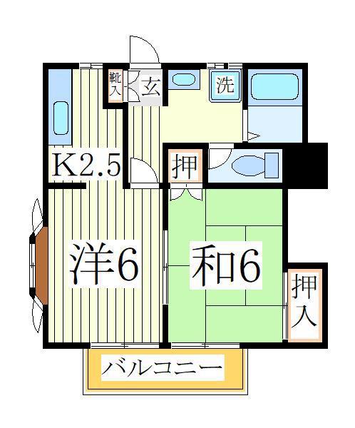 FLAT東深井(2K/1階)の間取り写真