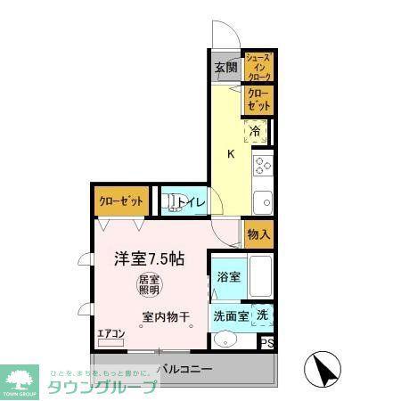 ラビット(1K/2階)の間取り写真