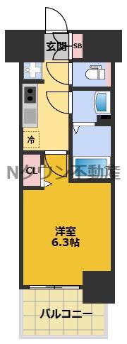 MAXIV東別院(1K/7階)の間取り写真